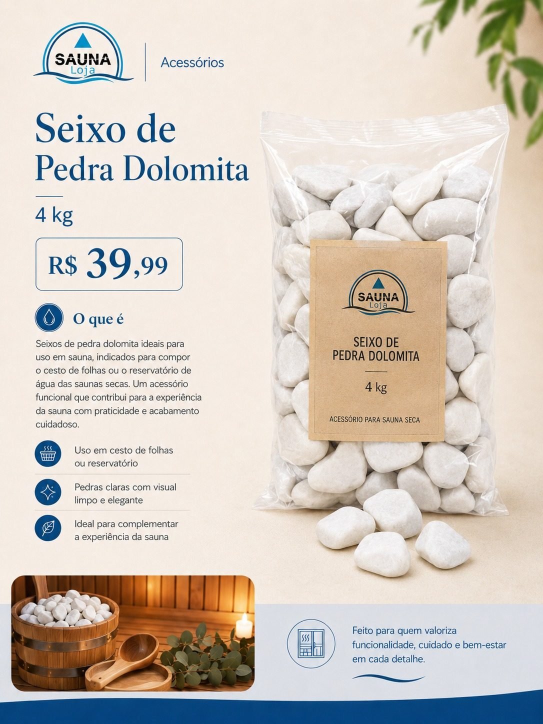 Seixo de Pedra Dolomita 4kg